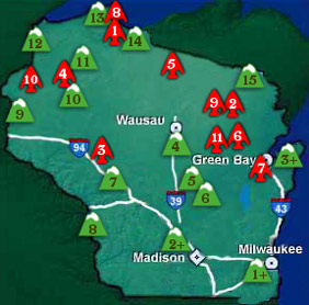 Wisconsin Nations and Ski Areas Mapped